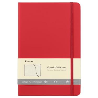 Imagem de Comix Caderno de diário forrado para mulheres e homens, cadernos de diário para escritório, escola, casa, 240 páginas, 14 x 21 cm, pautado na faculdade, A5, capa dura, vermelho