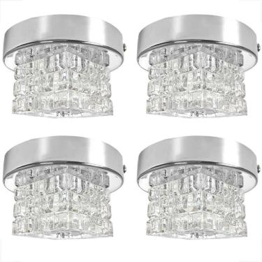 Imagem de Kit 4 Spot Cristal Quadrado Sobrepor Plafon Lavabo G9 Bet45