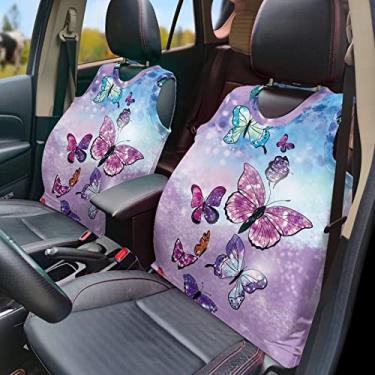 Imagem de GOSTONG Colete de capa de assento de carro com estampa de borboleta rosa, almofada de assento frontal antiderrapante respirável capas de assento acessórios decoração