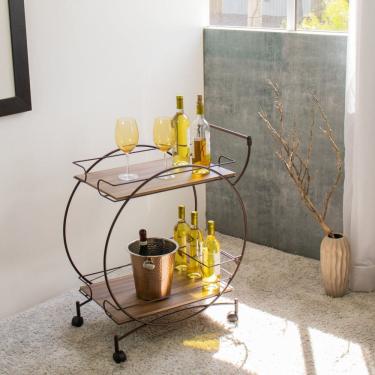 Imagem de Carrinho Bar Decorativo Vintage Aço Corten/Castanho Tannat
