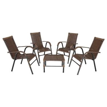 Imagem de Conjunto De Mesa De Centro E 4 Cadeiras Bela Para área Externa Argila