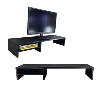 Imagem de Suporte Para Monitores Elevado Mesa Home Office Setup Gamer Organizador MDF 90cm (Preto)