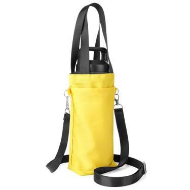 Imagem de Linkidea Bolsa com alça para suporte de garrafa de água compatível com garrafa YETI Rambler de 737 g, Owala FreeSip 680 g/947 ml, Hydro Flask, bolsa tiracolo térmica leve para viagem, amarela