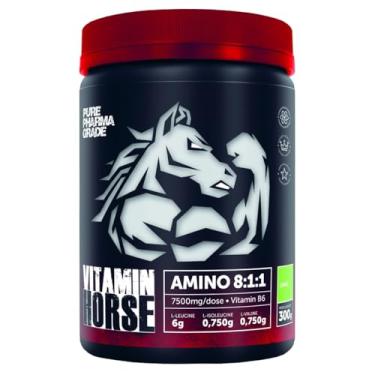 Imagem de BCAA Aminoacid 8:1:1 7500mg/dose Enriquecido com Vitamina B6 ultra concentrado 300g Limão - Vitamin Horse