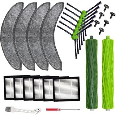 Imagem de Pacote com 18 peças de reposição para iRobot Roomba Combo J7+ j7 Plus j9+ Acessórios para aspirador de pó (não para J7), 1 conjunto de escovas de borracha + 6 filtros HEPA + 6 escovas laterais + 4