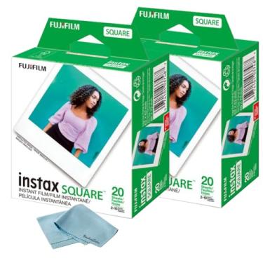 Imagem de Fujifilm Película instantânea Instax Square – 40 exposições (40 folhas) – para câmera instantânea quadrada Fujifilm instax + pano de microfibra BluebirdSales