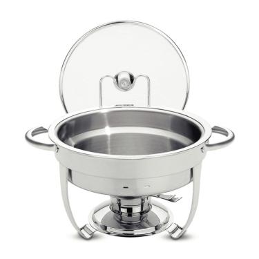 Imagem de Rechaud Redondo 4,3 L em Aço Inox Banho Maria com Suporte para Tampa e Fogareiro Tramontina 61041/000