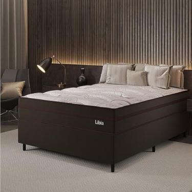 Imagem de Conjunto Colchão Ortopédico e Base Box Casal 68x138x188cm Libia Yescasa Marrom