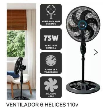 Imagem de Ventilador de coluna - 6 hélices - 75w - 3 velocidades - SOLARIUS, 110