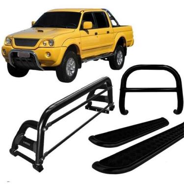 Imagem de Kit Quebra Mato Estribo Santo Antônio H2 L200 04 Preto - HOZZ