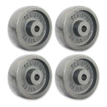 Imagem de Kit Roda 4 Pol 414 Ferro Fundido 300kg p/ máquinas (4 un) - Schioppa