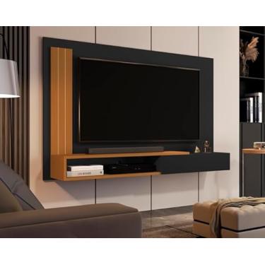 Imagem de JM Casa dos Móveis, Painel Sala Para TV Smart até 50 Polegadas Match com porta Cor Preto/Nature - MJM Casa dos Moveis