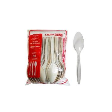 Imagem de Colher Plástica para Refeição 15,5cm Off-White Reforçada Mexa Bem Paco