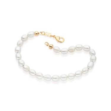 Imagem de Pulseira de ouro 18k unissex pérolas barrocas sintéticas rommanel 21 c