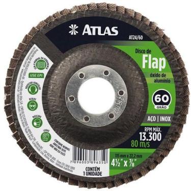 Imagem de Disco Lixa FLAP Oxido de Aluminio 115MM ATLAS Removedor Tinta, 60 GRÃO