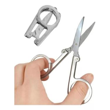 Imagem de Kit Com 12 Mini Tesoura Tesourinha Dobrável Metal Pequena Chaveiro Por