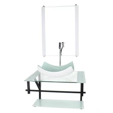 Imagem de Gabinete Vidro Banheiro 60Cm Ap Cuba Retangular Curvada - Cubas E Gabi