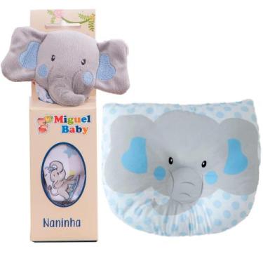 Imagem de Kit Travesseiro Apoio de Cabeça Bebe Infantil + Naninha Prendedor de C