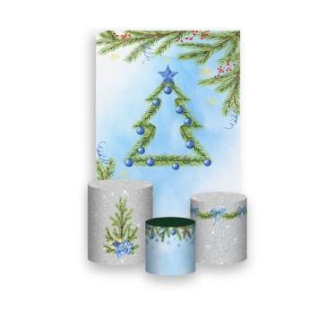 Imagem de Painel De Festa Vertical 1,50 x 2,20 + Trio De Capas Cilindro - Natal 