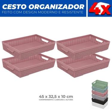 Imagem de Kit 4 Cestos Organizador Armário Gaveta Lavanderia G 45x32 - Jaguar, R