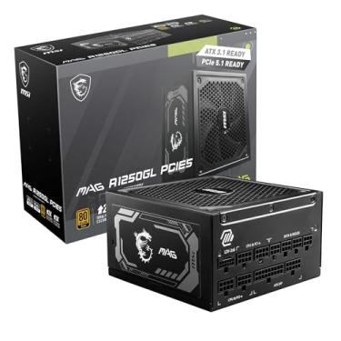 Imagem de Fonte MSI MAG A1250GL PCIE5, 1250W, 80 Plus Gold, Modular, PFC Ativo, Preto - MAG A1250GL PCIE5