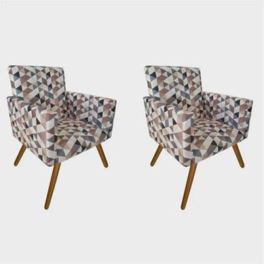Imagem de Conjunto 2 Poltronas Para Sala Nina Pés Palito Suede Vicky Decor, Triâ