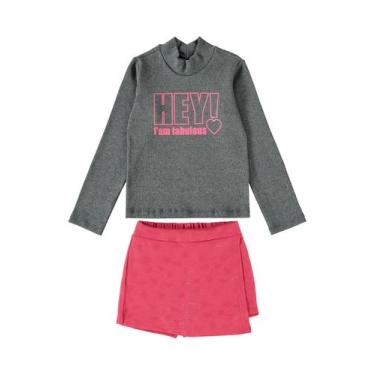 Imagem de Conjunto Blusa e Short-Saia Infantil Menina Guloseima, Cinza, 10