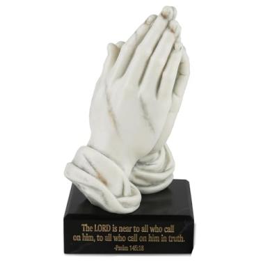 Imagem de ShineOnAngel Estátua de mãos orando, escultura de mãos de bênção para mesa de oração 20 cm acabamento de cor de mármore altar para decoração de mesa de casa