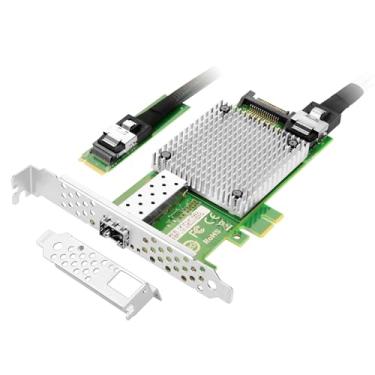 Imagem de Placa de rede de fibra óptica M.2 a 10GbE, porta SFP+ única com chip Intel 82599, suporta PXE/UEFI, M.2 + chave M + SFF-8087 com cabo de 35 cm (13,7 pol) para internet café E-Sports.