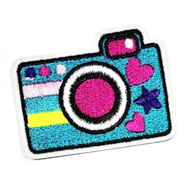 Imagem de ONCEX Remendos de câmera azuis fofos e bonitos para tirar fotos, aplique bordado de ferro no remendo bordado para mochilas, jeans, jaquetas, camiseta, chapéu, roupas