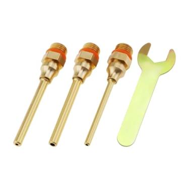 Imagem de LT Easiyl 3 bocais de pistola de cola quente, 3 bicos de pistola de cola de cobre de 70 mm com kit sortido de chaves para reparos domésticos, projetos de artesanato faça você mesmo, latão