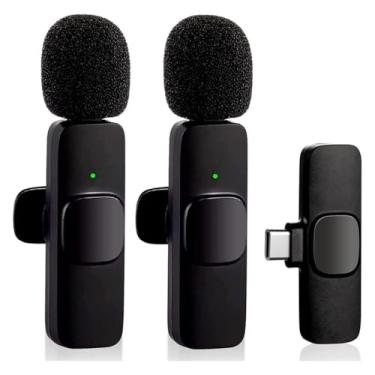 Imagem de Microfone de Lapela Sem Fio 2 Peças Usb Tipo C - 1 Transmissor Suporta 2 Microfones - Redução de Ruído - Ideal para Gravação, Entrevista, Vloggers, YouTube, TikTok, Facebook DiversiPrime