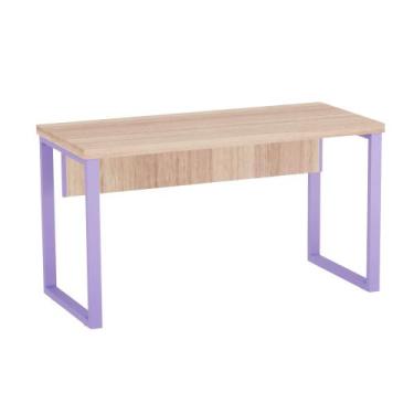 Imagem de Mesa Auxiliar Tubolar PE 40 Pandin 90 Cm Noce Naturale e Lilas