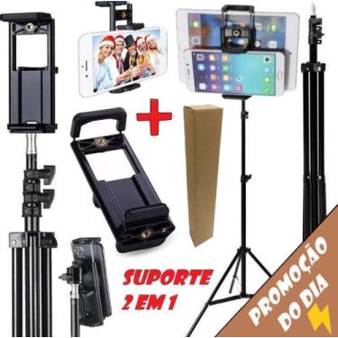 Imagem de Kit Tripé Profissional Resistente + Suporte Apoio Encaixe Para Tablet 