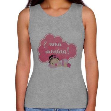 Imagem de Regata Feminina É uma uma menina - Foca na Moda, Cinza, P