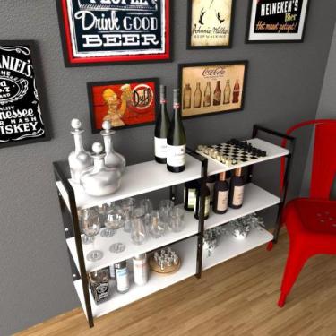 Imagem de Aparador Prateleira industrial sala barzinho branco bar adega moderno 