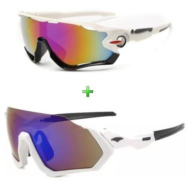 Imagem de Óculos Bike Ciclismo Esportivo Corrida Branco Kit 2 Unidades