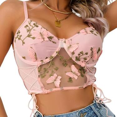 Imagem de Cropped Blusa Curta Crop Top Sutiã Telinha Transparente - Modas Fagund
