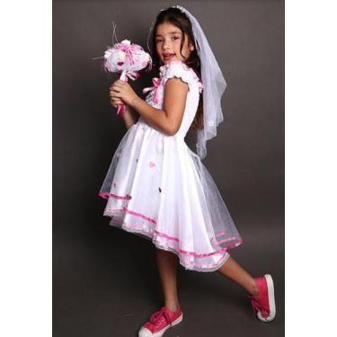 Imagem de Vestido noiva noivinha caipira festa junina Infantil - Tango, branco e