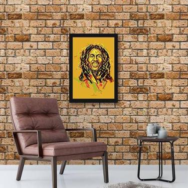 Imagem de Quadro Decorativo Bob Marley Amarelo 45x34cm - Quadros On-line, A4 (20