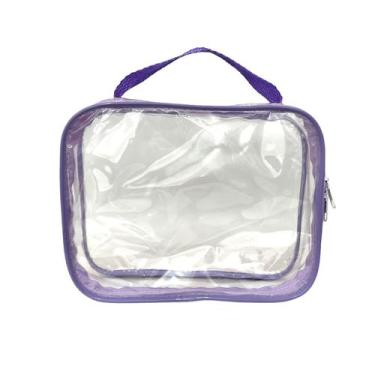 Imagem de ESTOJO BOX transparente e LILÁS - necessaire - lápis - multiuso - brin