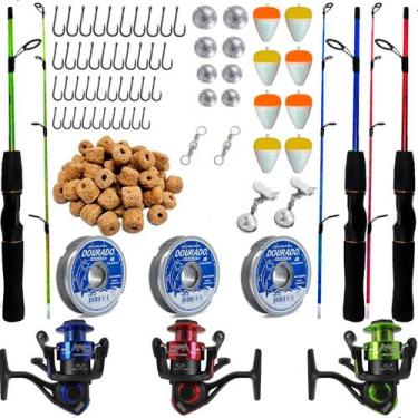 Imagem de Kit Pesca Completo Molinete 3 Rolamento Com Varas 1,80m - Fishing Spor