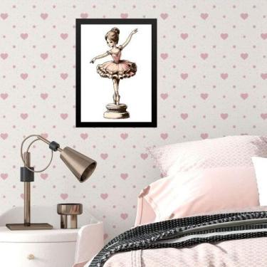 Imagem de Quadro Infantil Bailarina Caixinha De Música 33x24cm - com vidro - Qua