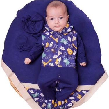 Imagem de Saída de Maternidade Menino Baby Bichinhos Safari Marinho 04 peças - E