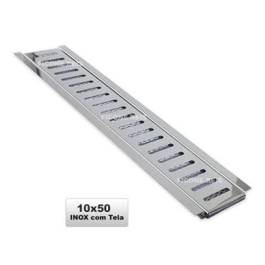 Imagem de Grelha Inox Com Suporte 10cm x 50cm Área Gourmet com Tela  Anti Inseto