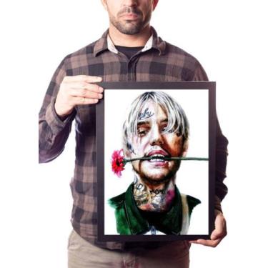 Imagem de Poster Moldurado Lil Peep Arte Quadro White Tee - Fanarte