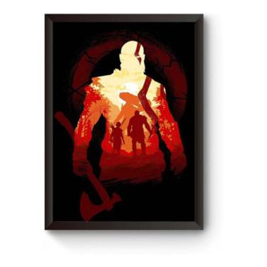 Imagem de Quadro Arte Minimalista God Of War Poster Moldurado - Fanarte