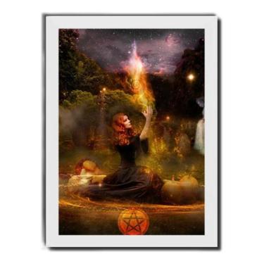Imagem de Quadro Bruxa Natural Sabedoria Ancestral Moldura Branca - Fanarte