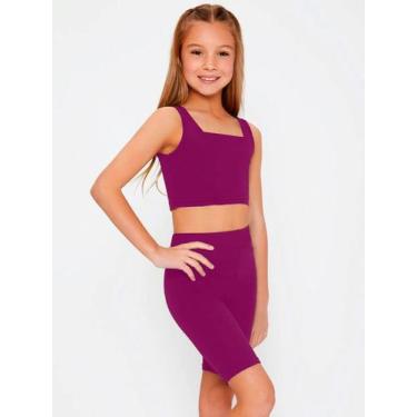 Imagem de Conjunto Treino Top e Short Menina Infantil Esporte Ginástica Fitness 