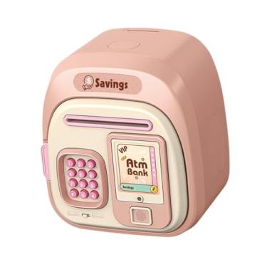 Imagem de Generic Cofrinho eletrônico grande capacidade caixa de dinheiro decoração rolagem automática dinheiro modo duplo senha caixa de dinheiro crianças meninas, Rosa